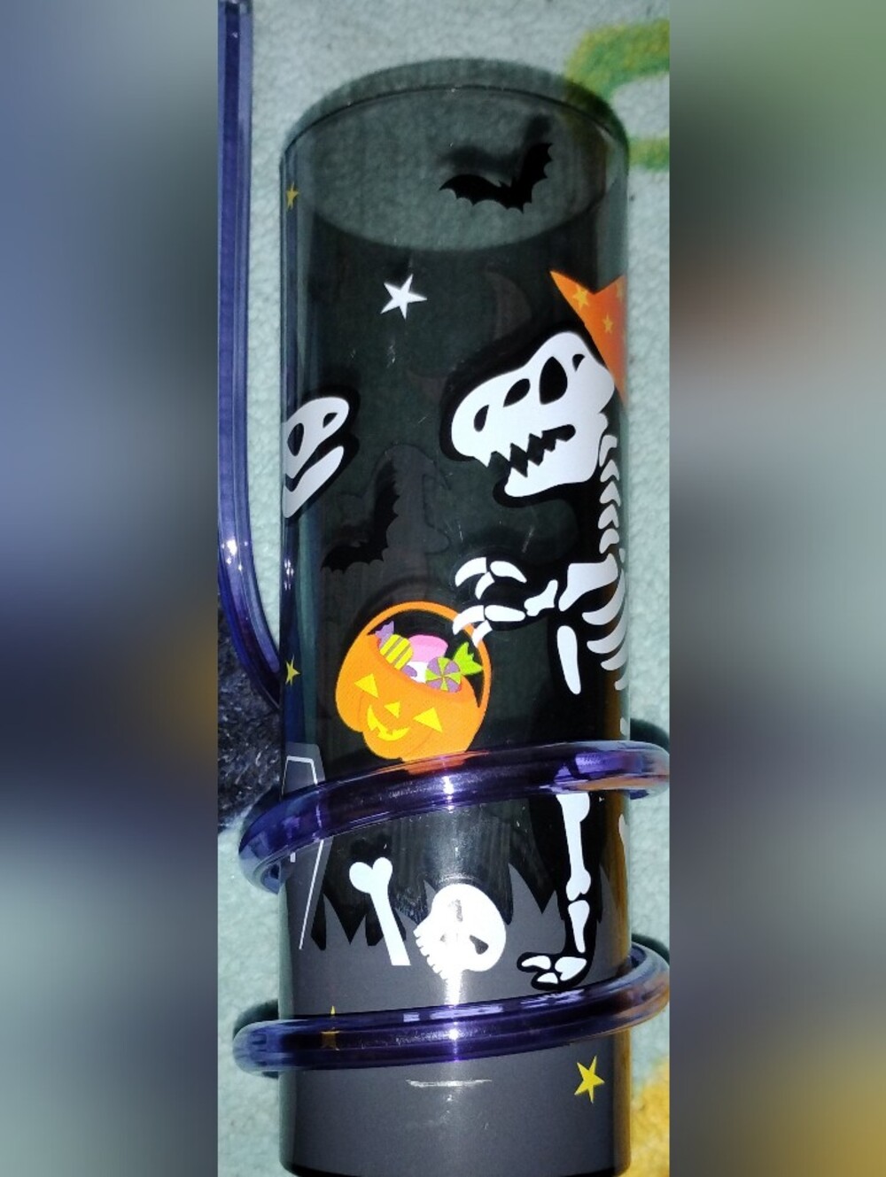 Kids' Halloween Skeleton Candy Light up Glass with a Spiral Straw
